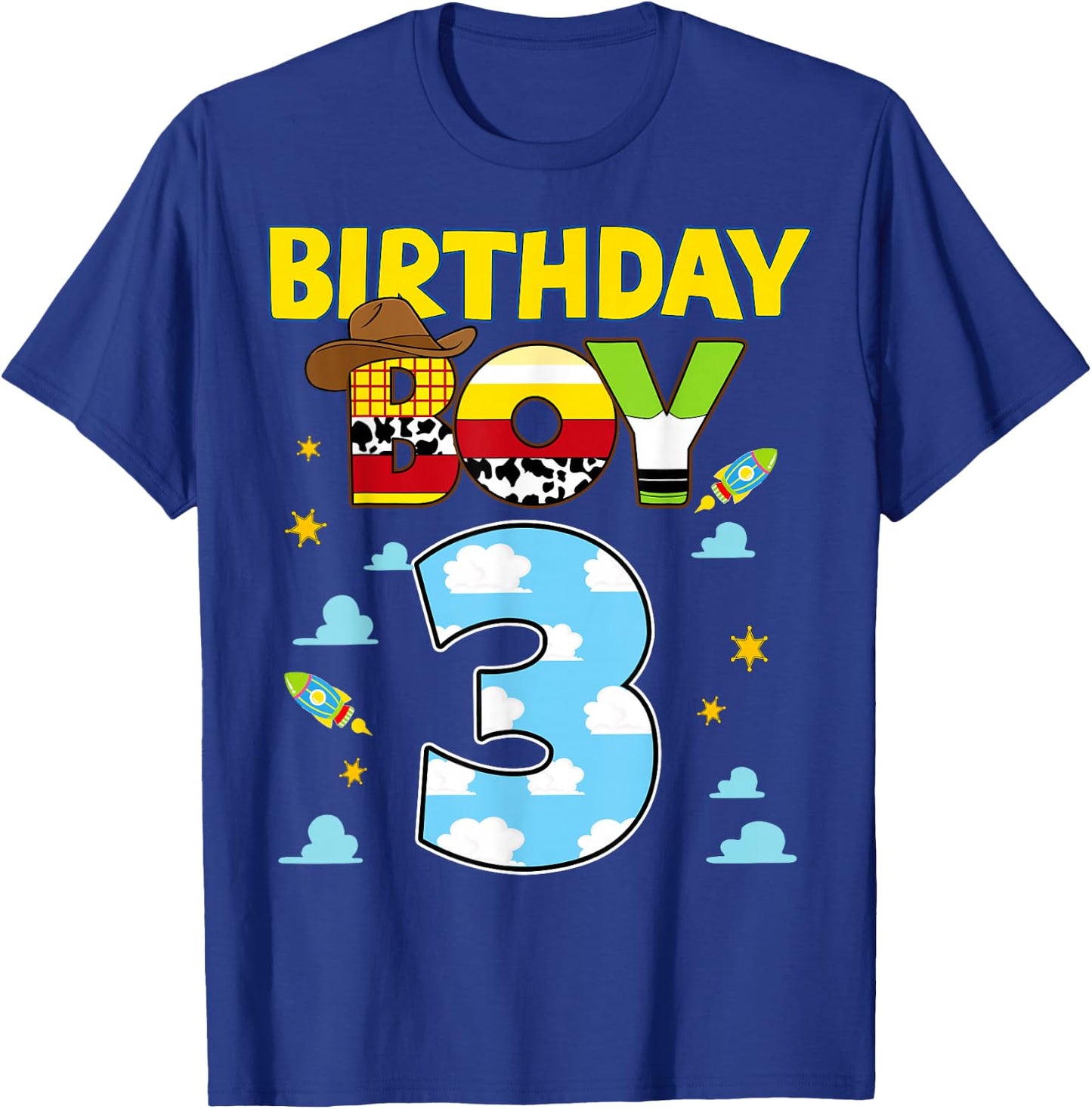 Western Family Birthday Boy Shirt 3 Cowboy 3rd Birthday T-Shirt - T-Shirt | Royal