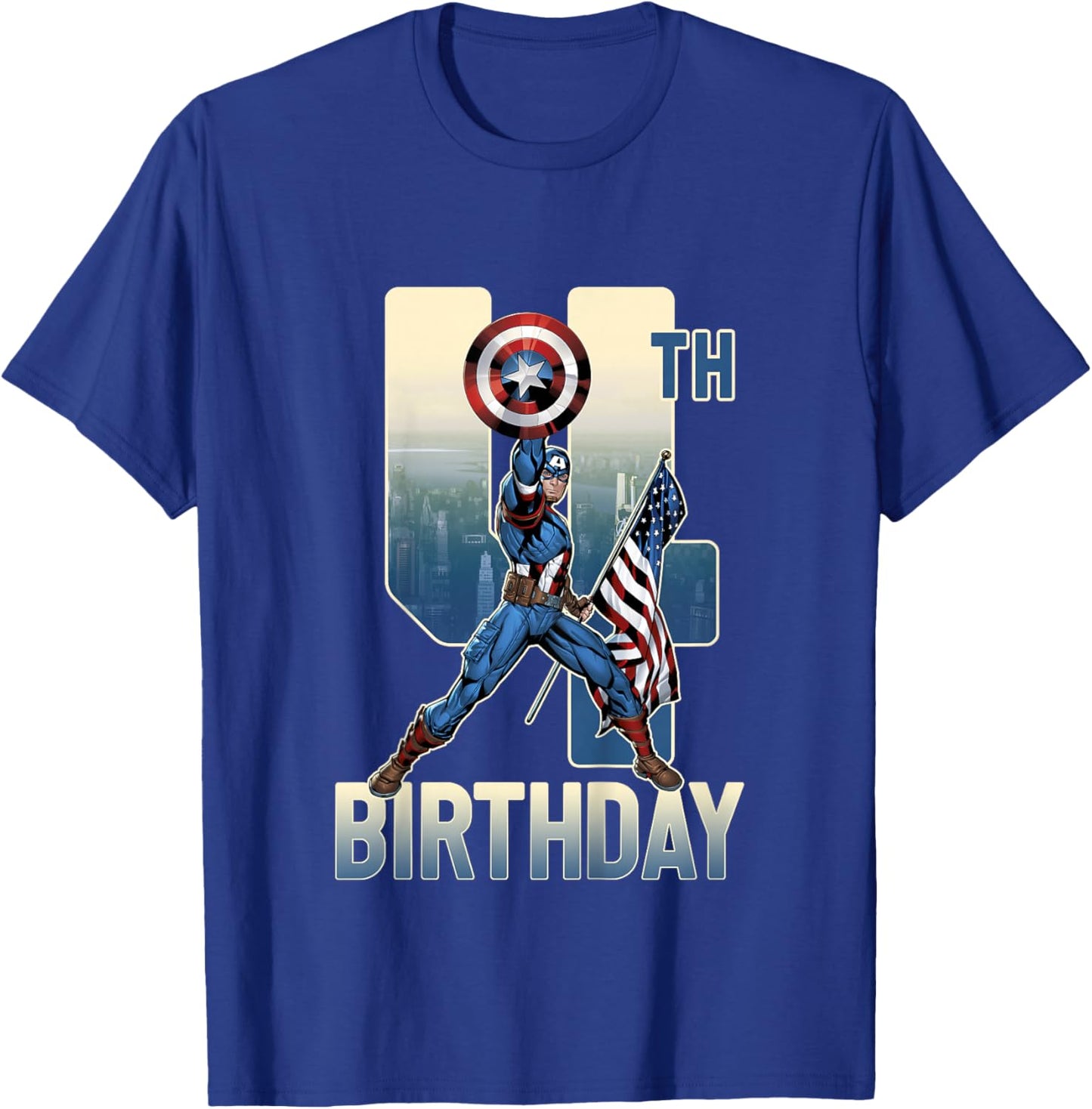 Kids Marvel Avengers Classic Captain America Epic 4th Birthday T-Shirt - T-Shirt | Royal