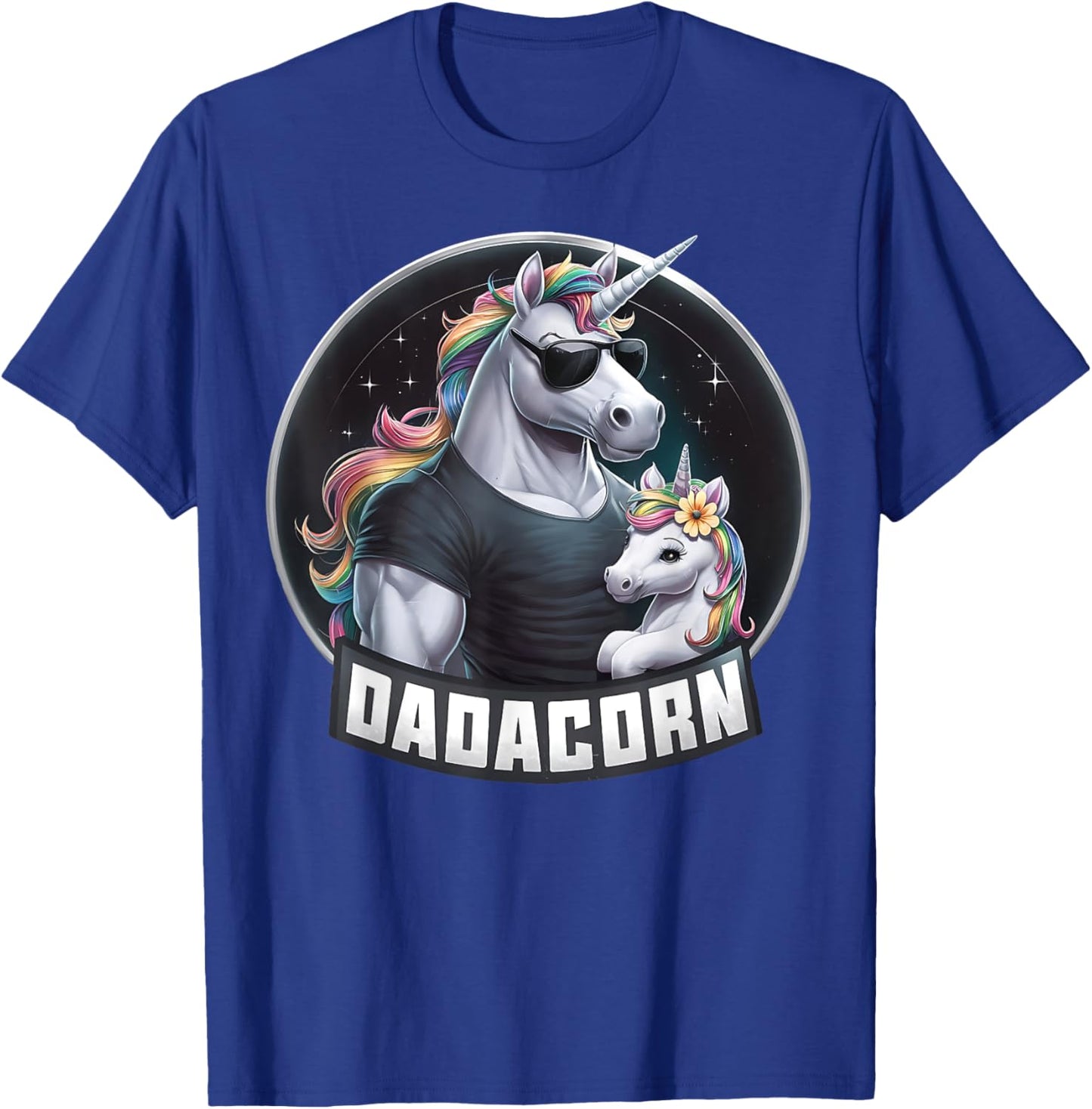 Father's Day Dadacorn Baby Unicorn Dad, Daddy Funny Dadacorn T-Shirt - T-Shirt | Royal