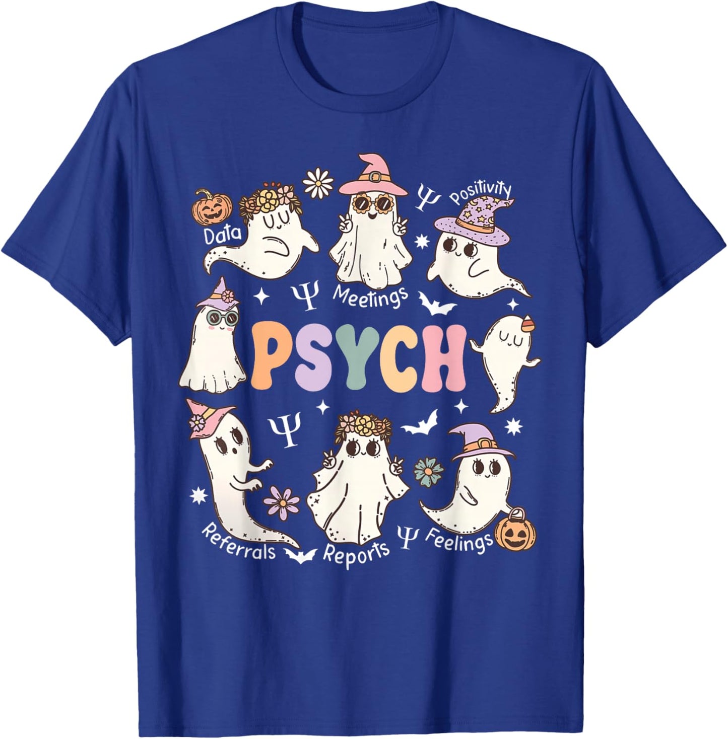 School Psychologist Halloween Spooky Psych Ghost Psychology T-Shirt - T-Shirt | Royal