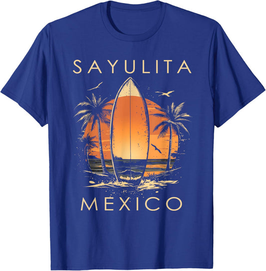 Surfboarder Sayulita Mexico Beach Surfing Surfer Vintage T-Shirt - T-Shirt | Royal