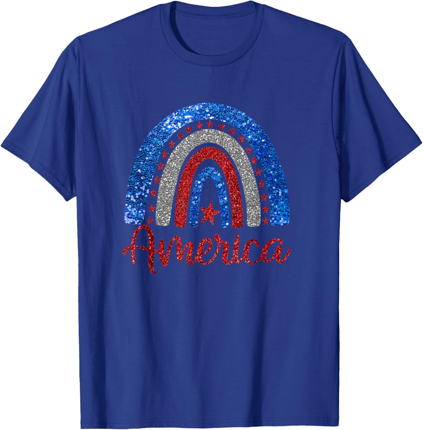 Patriotic Rainbow AMERICA Love USA Scandinavian Rainbow Art T-Shirt - T-Shirt | Royal