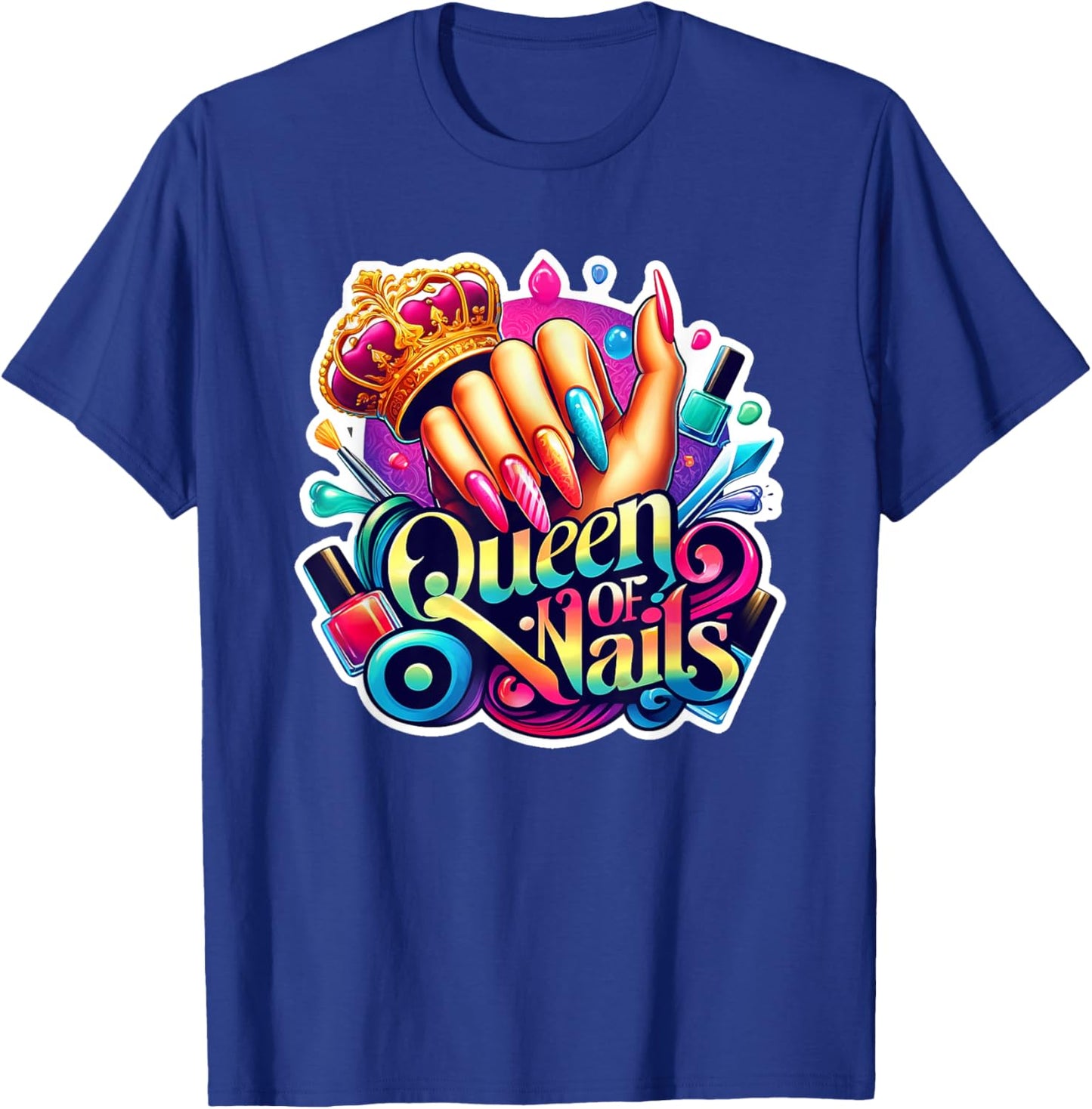 Nail Tech Polish Queen of Nails - Manicure Spa Travel T-Shirt - T-Shirt | Royal