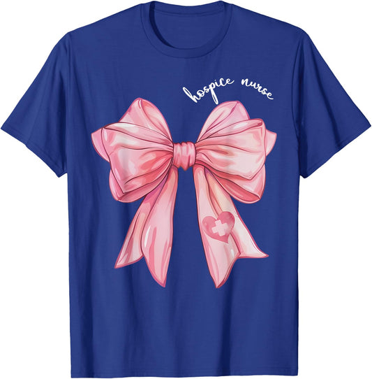 Coquette Bow Hospice Nurse Hospice Aide Palliative Care T-Shirt - T-Shirt | Royal