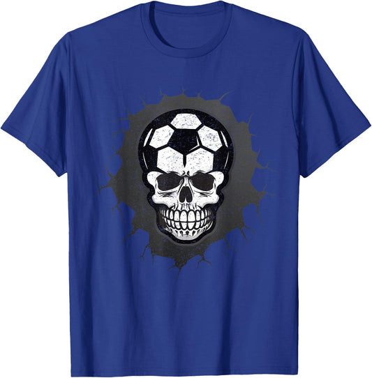 Soccer Skull Halloween, Skeleton Sporty Athlete T-Shirt - T-Shirt | Royal