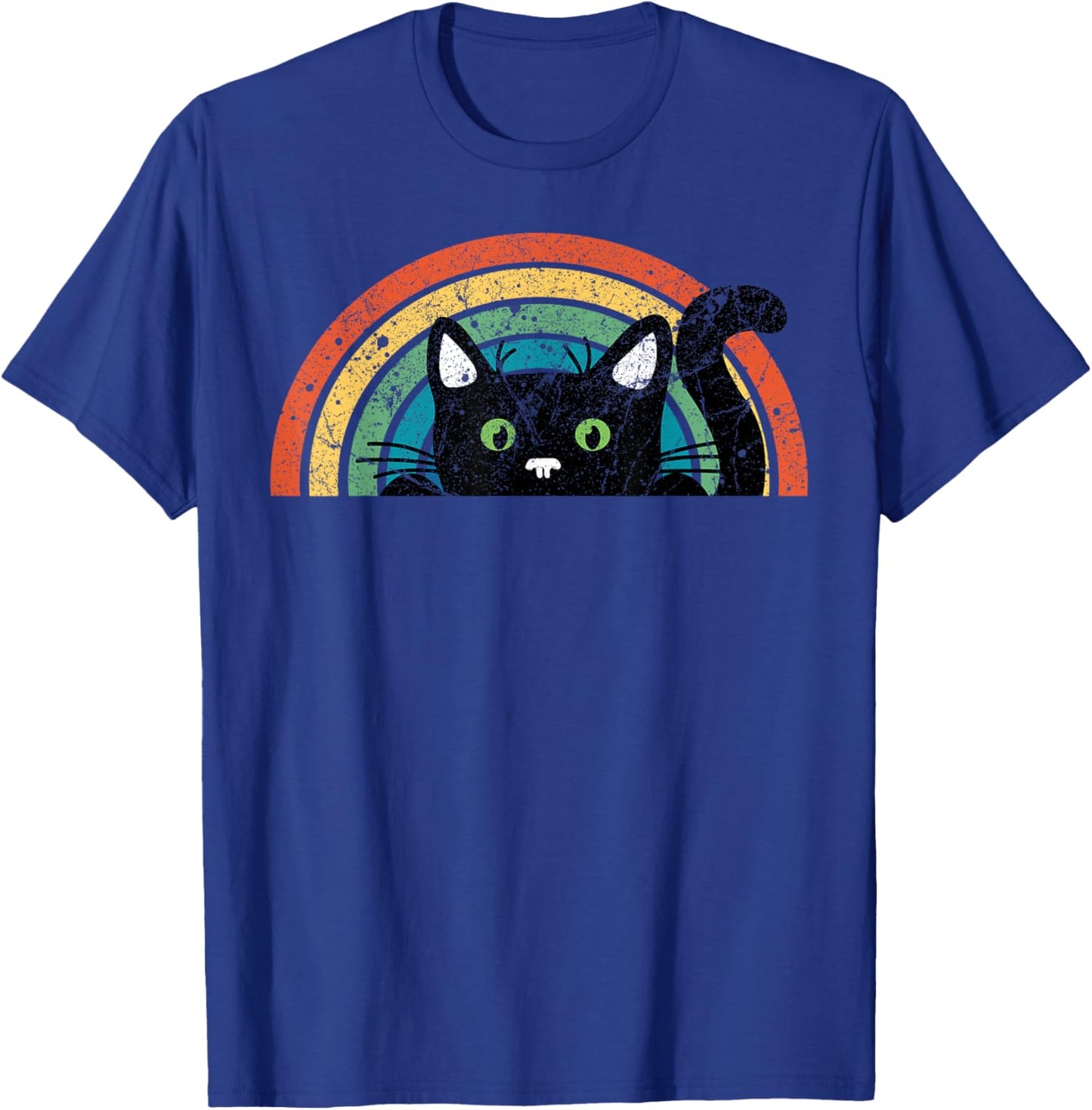 Vintage Black Cat Retro For Cat Lover, Cat Mom, Cat Dad T-Shirt - T-Shirt | Royal