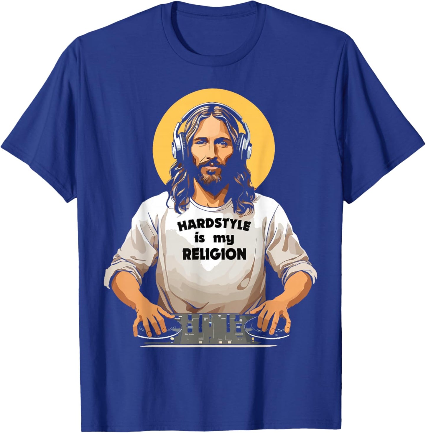 Techno Merch HARDSTYLE IS MY RELIGION Jesus Hardstyle T-Shirt - T-Shirt | Royal