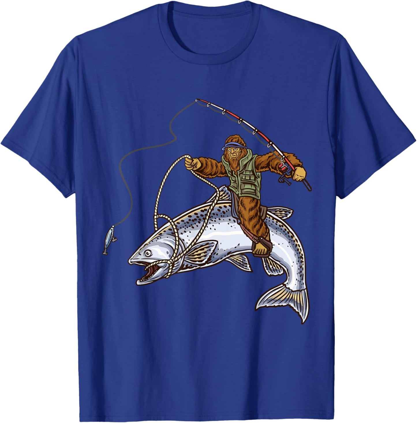 King Salmon Fishing Trout Hunting Bigfoot Fishermen T-Shirt - T-Shirt | Royal