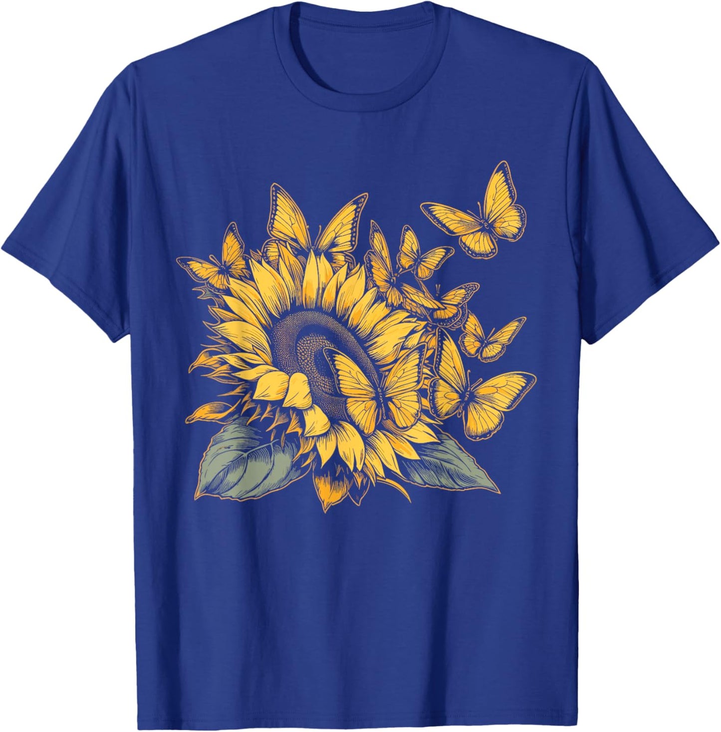 Cute Yellow Butterfly Sunflower Monarch Butterfly Nature T-Shirt - T-Shirt | Royal
