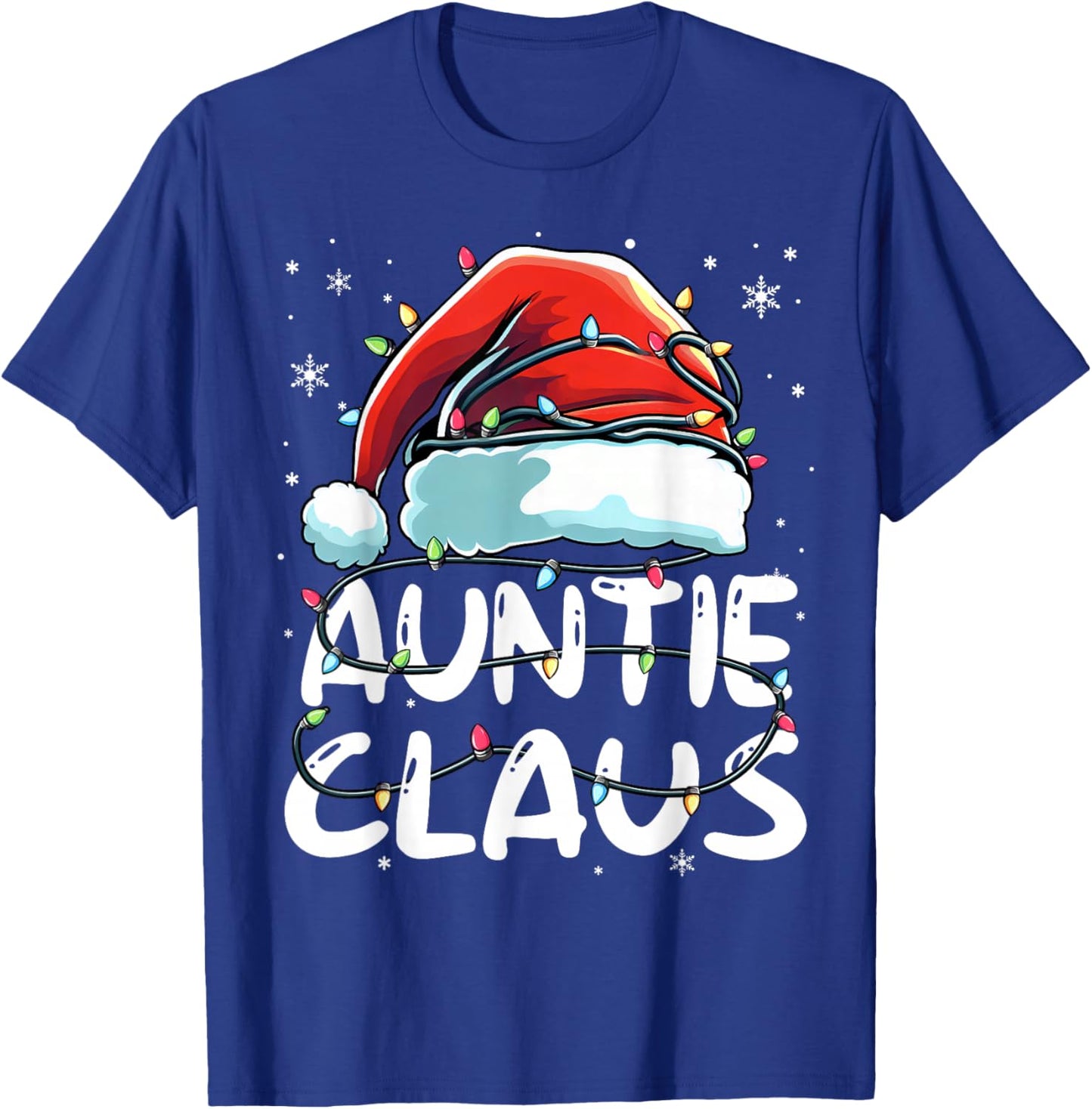 Auntie Claus Christmas Lights Matching Family Xmas Pajama T-Shirt - T-Shirt | Royal