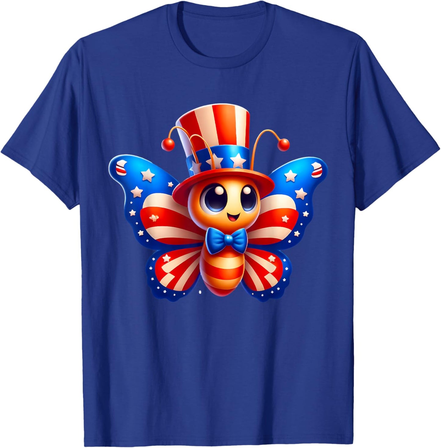Butterfly Happy 4th of July Independence Day Men Women Kids T-Shirt - T-Shirt | Royal