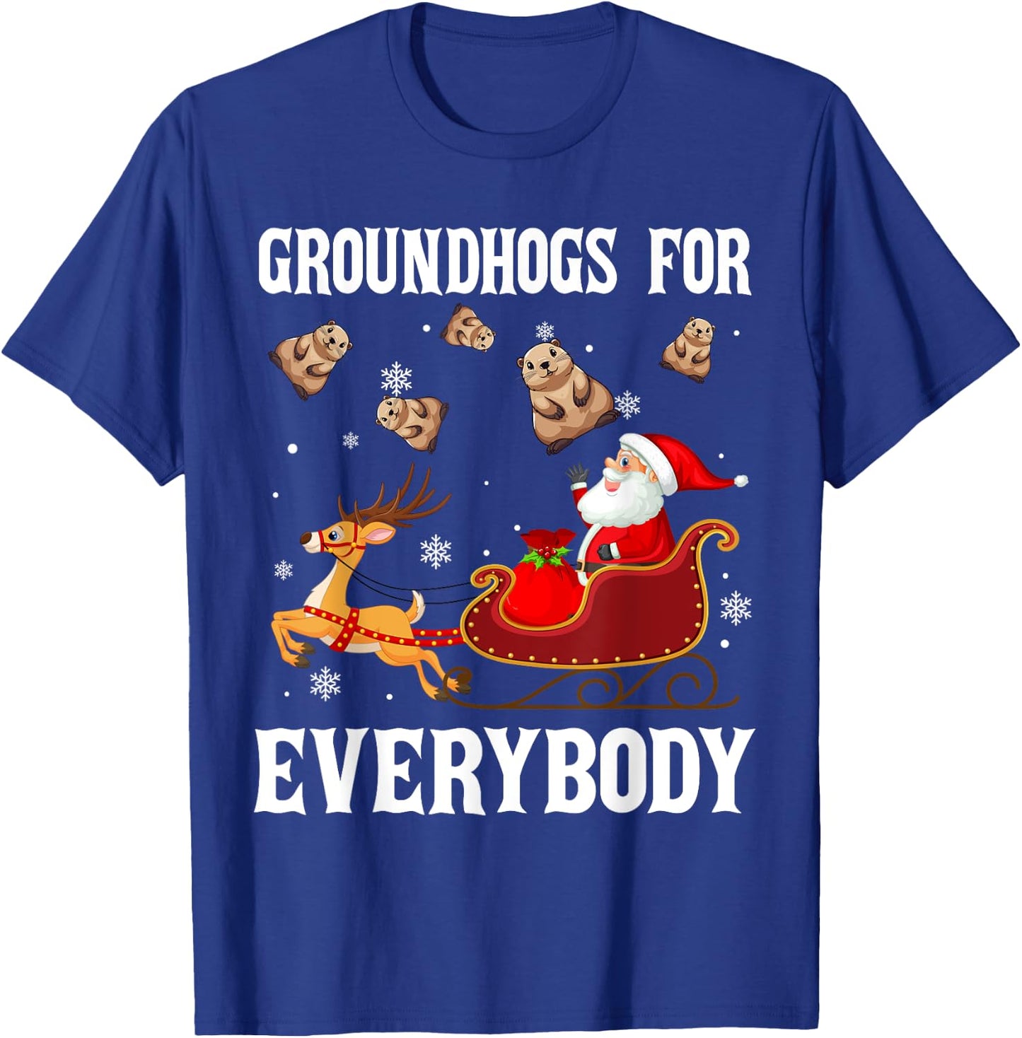 Groundhogs For Everybody Christmas Santa Claus Groundhog T-Shirt - T-Shirt | Royal
