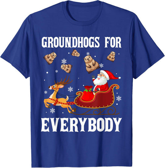 Groundhogs For Everybody Christmas Santa Claus Groundhog T-Shirt - T-Shirt | Royal