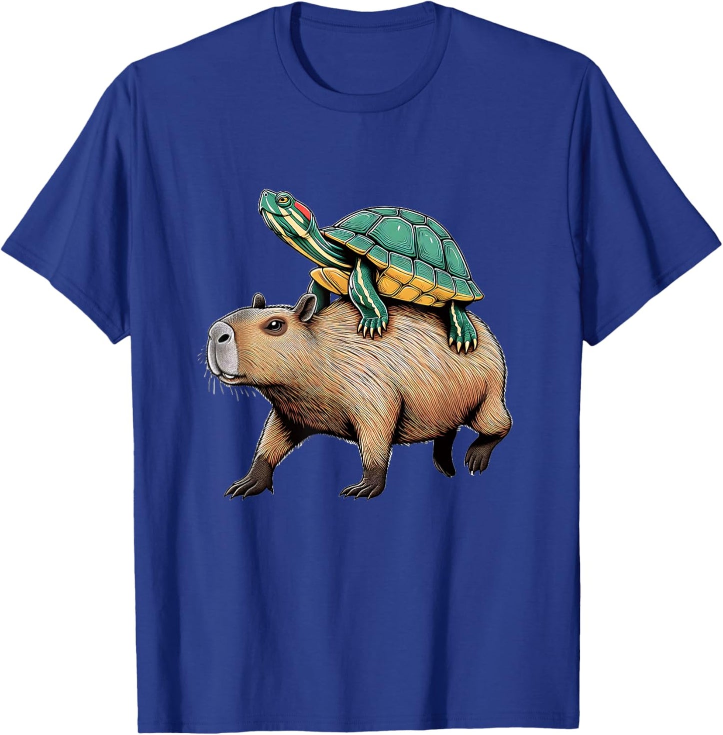 Turtle Riding Capybara T-Shirt - T-Shirt | Royal