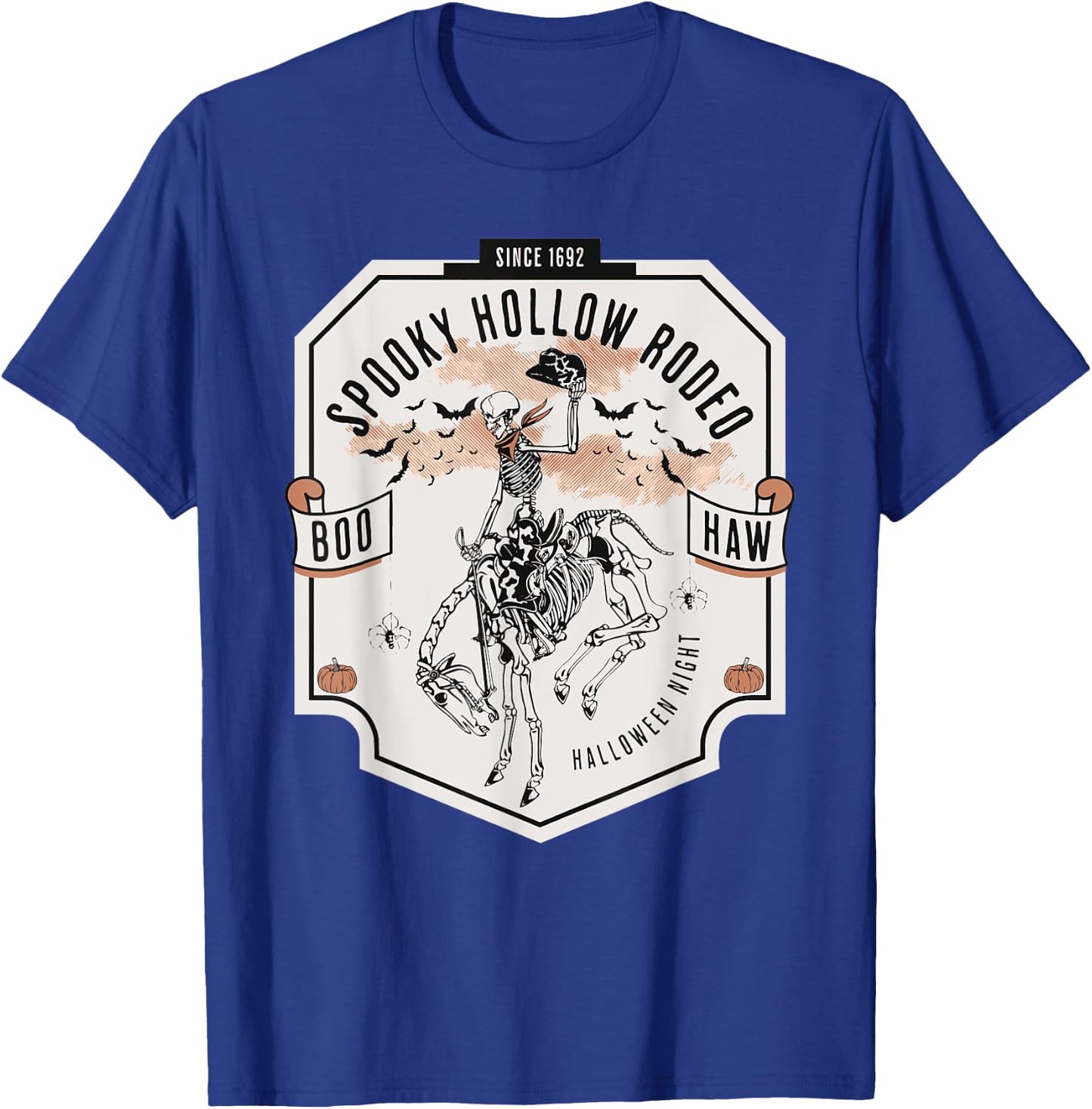 Spooky Hollow Rodeo Western Skeleton Cowboy Halloween T-Shirt - T-Shirt | Royal