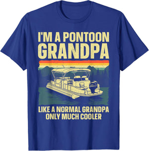 Cool Pontoon Boat Art For Grandpa Men Boating Pontoon Boat T-Shirt - T-Shirt | Royal