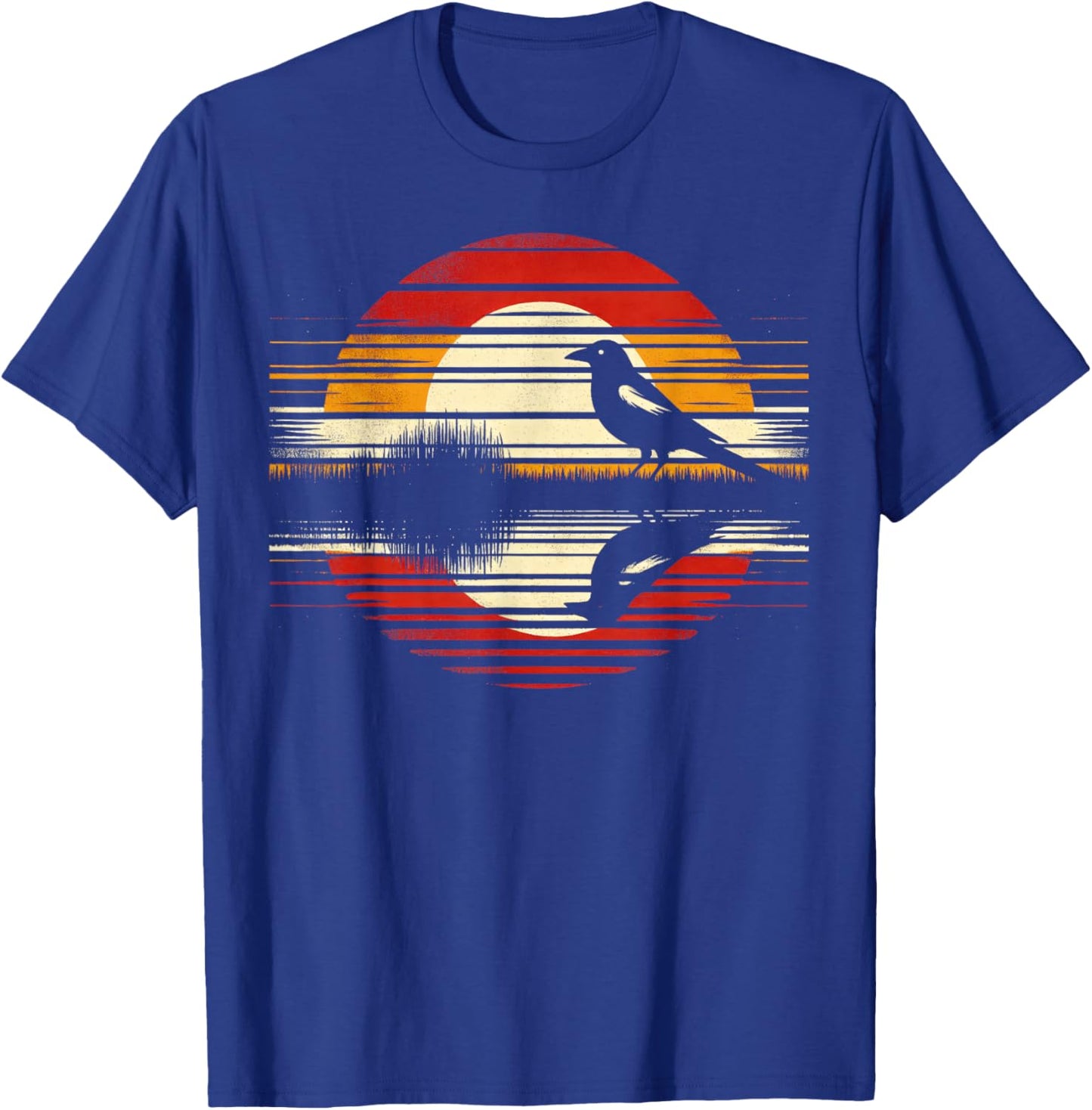 Magpie Bird Sunset Retro Style Safari Vintage 70s T-Shirt - T-Shirt | Royal