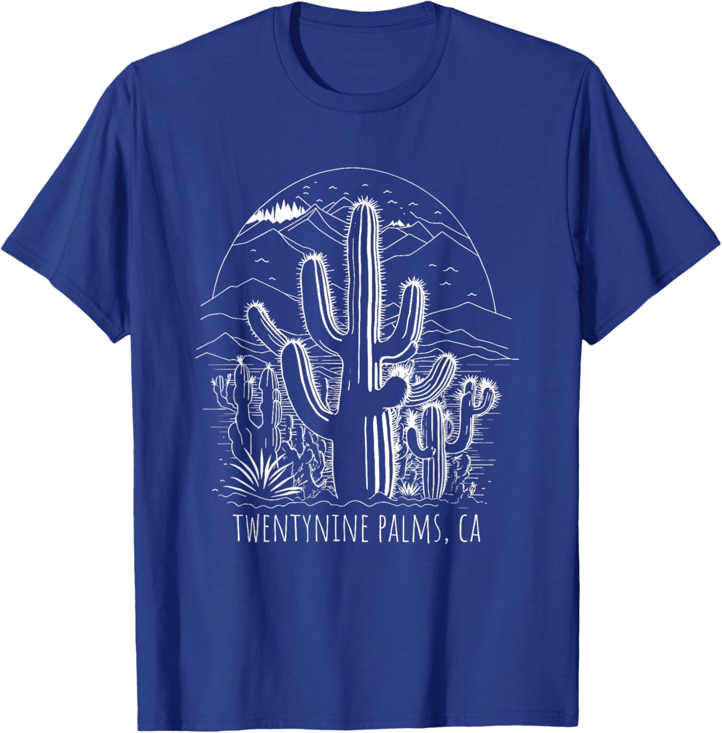 Twentynine Palms California Cactus Desert Scene Design T-Shirt - T-Shirt | Royal
