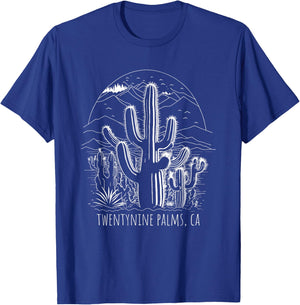 Twentynine Palms California Cactus Desert Scene Design T-Shirt - T-Shirt | Royal
