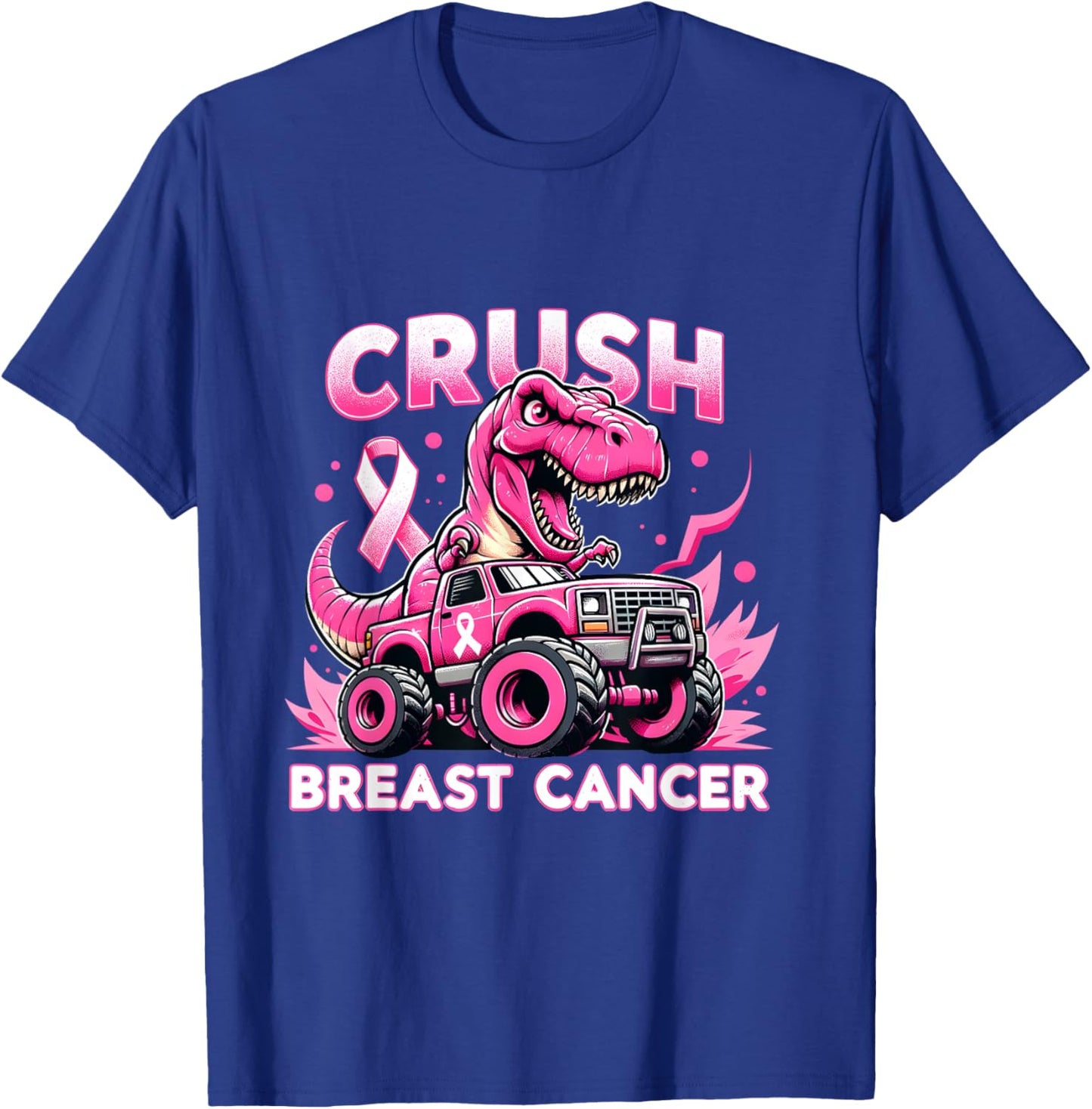 Monster Truck Crush Breast Cancer Support Squad Warrior T-Shirt - T-Shirt | Royal
