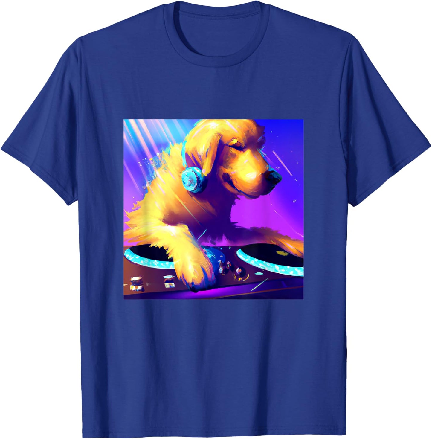 Golden Retriever Vaporwave DJ Dog Shirt Aesthetic Boys Girls T-Shirt - T-Shirt | Royal