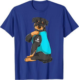 Rottweiler I Love Dad Tattoo Apparel, Dog Dad Gifts Dads T-Shirt - T-Shirt | Royal