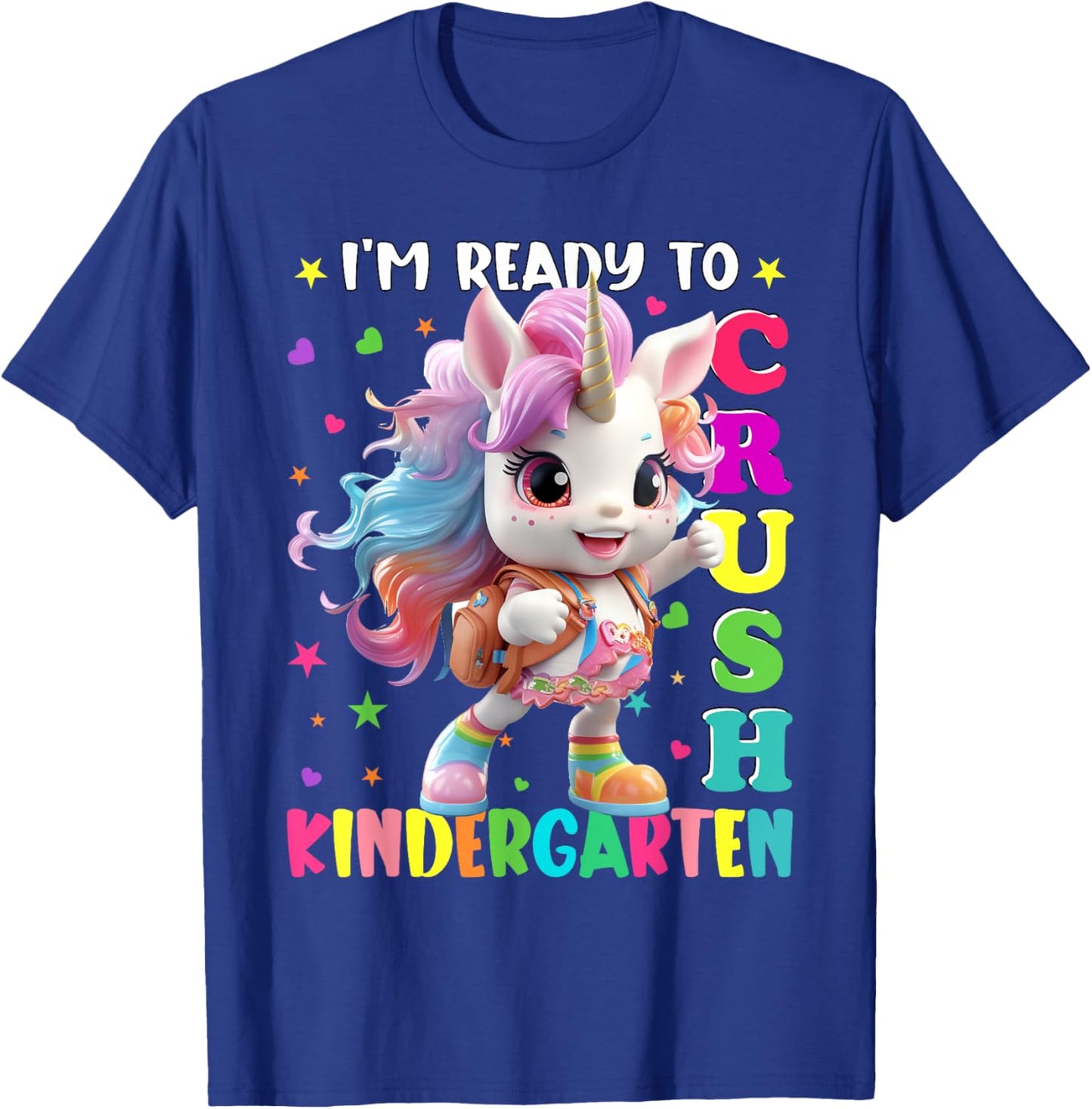 Im Ready To Crush Kindergarten Unicorn Back To School Girls T-Shirt - T-Shirt | Royal