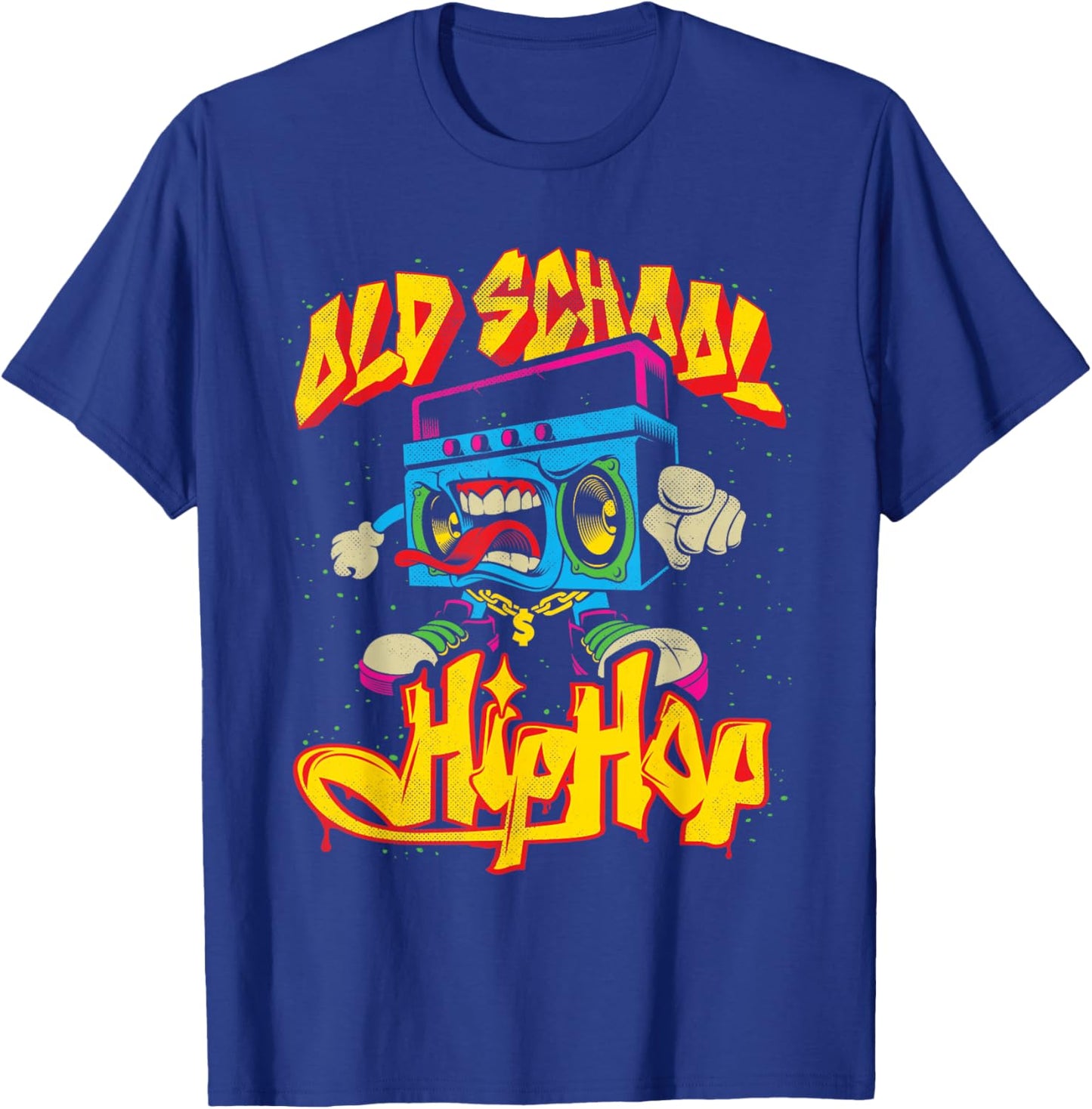 Old School Hip Hop Boombox Graffiti Nostalgia Graphic T-Shirt - T-Shirt | Royal