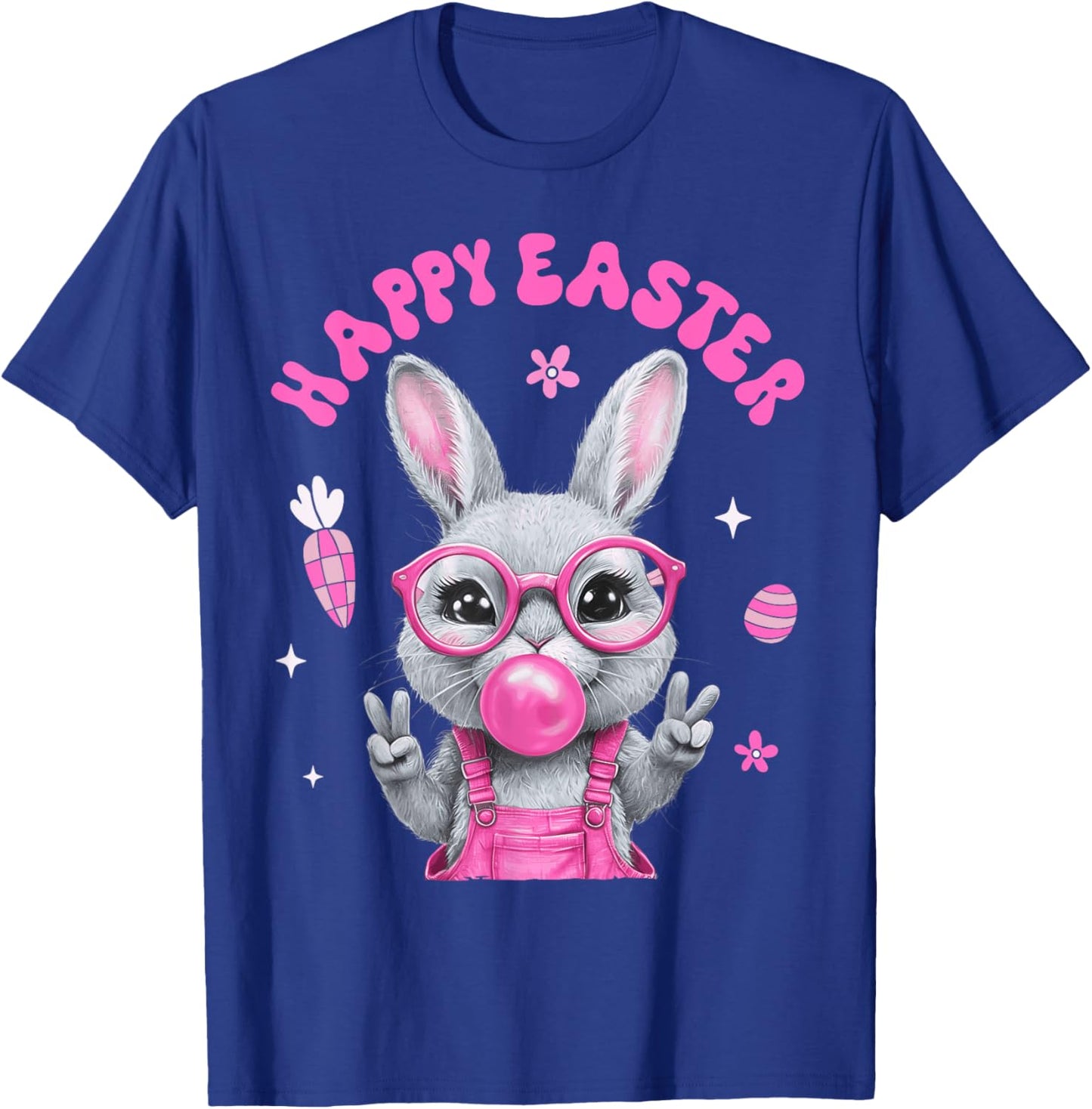 Happy Easter Bunny Rabbit Face Funny Easter Day Women Girls T-Shirt - T-Shirt | Royal