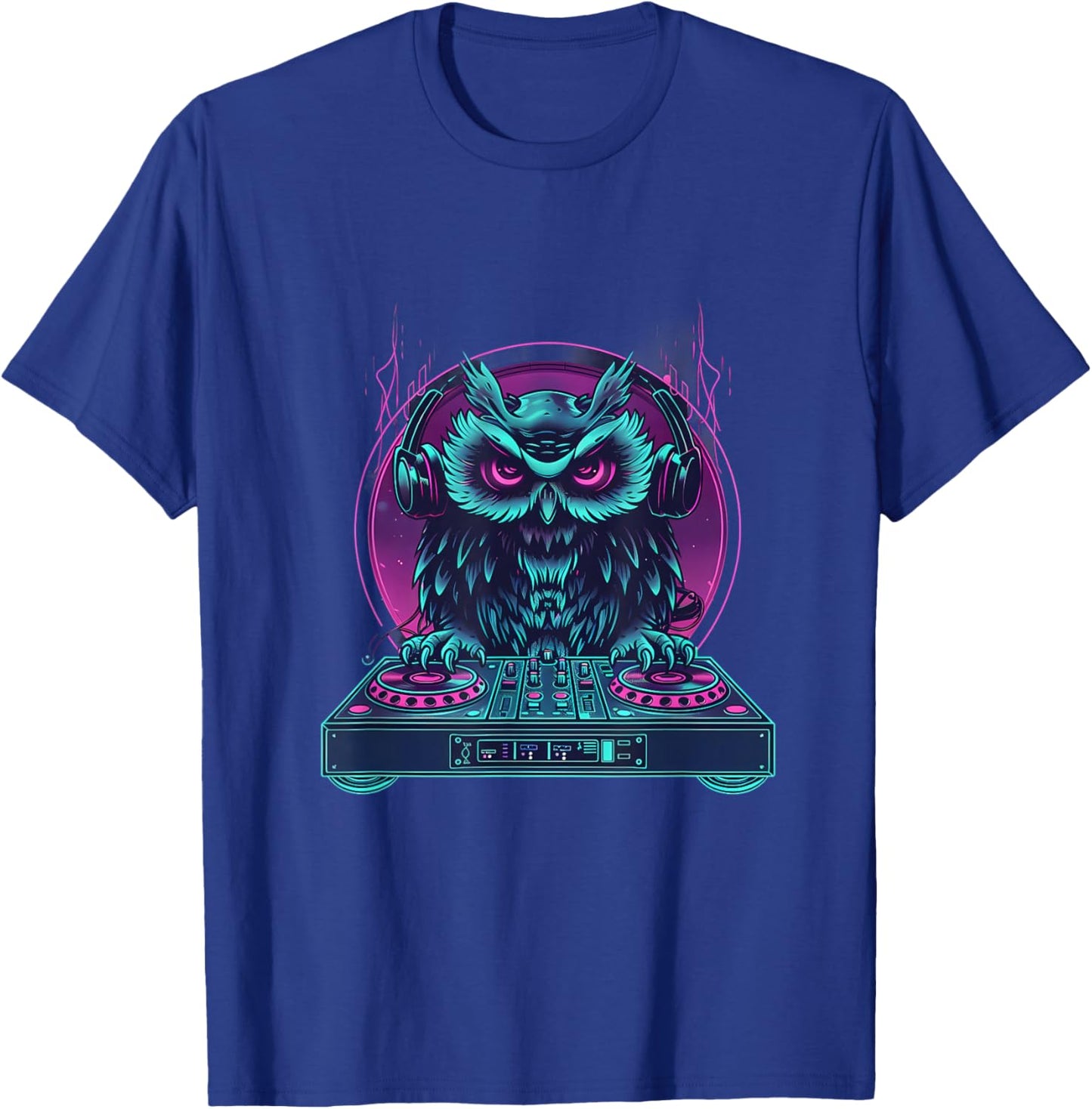 Owl DJ Techno Turntable DJ Owl House Dance Music Owl Lover T-Shirt - T-Shirt | Royal