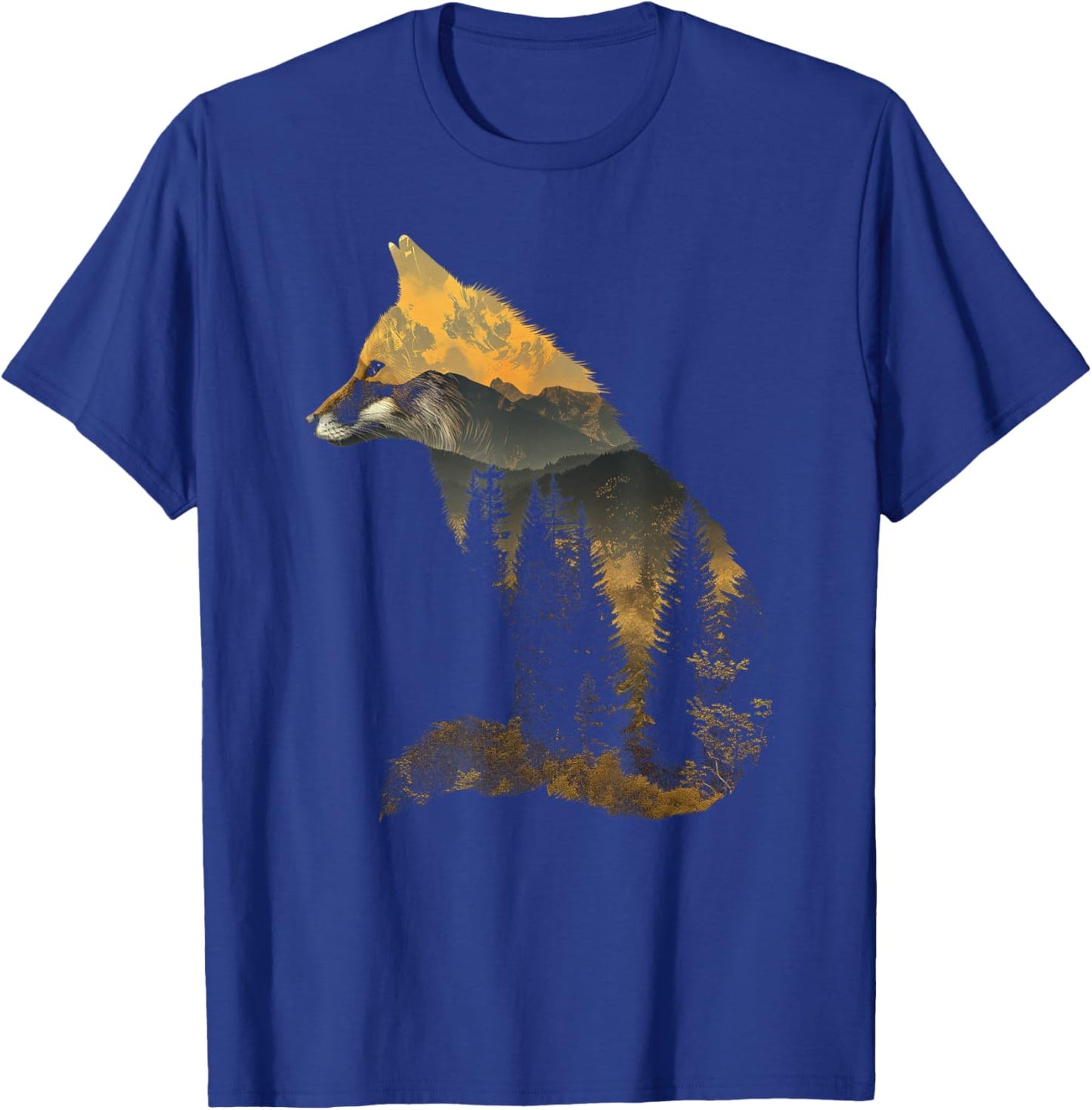 Fox Forest Nature Lover Mountains Hiking Camping Bushcraft T-Shirt - T-Shirt | Royal