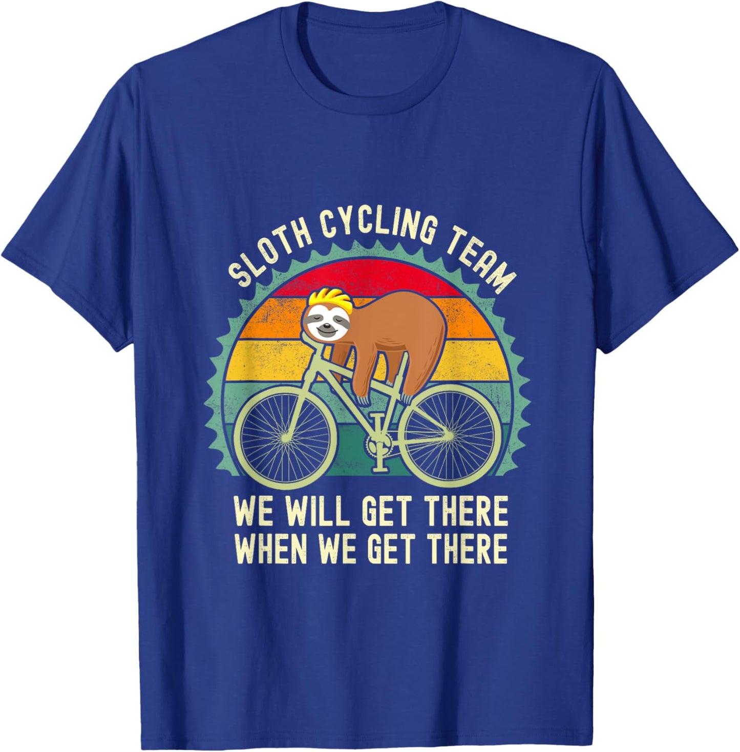 Sloth Cycling Team Funny Lazy Sloth On A Bike Bicycle T-Shirt - T-Shirt | Royal