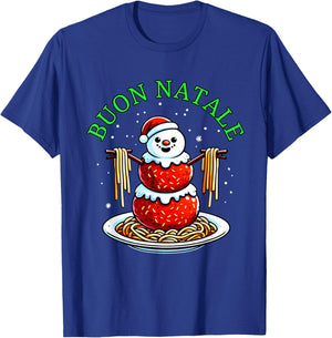 Italian Food Christmas Meatball Snowman Ugly Christmas T-Shirt - T-Shirt | Royal