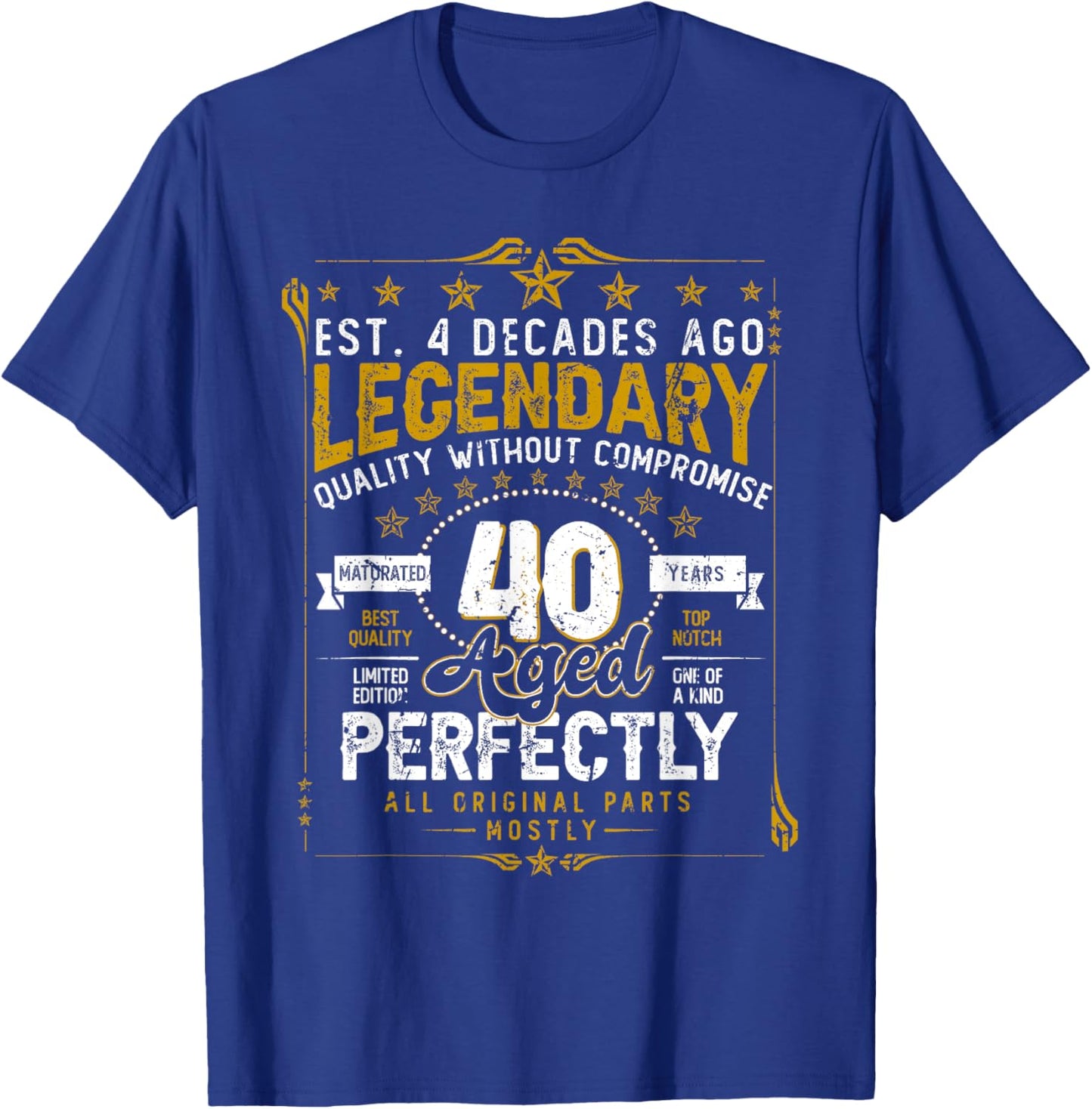 Vintage Legendary 40 Years Old Aged Perfectly 40th Birtday T-Shirt - T-Shirt | Royal