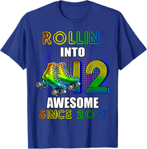 Birthday Roller Skating 12th Girl Rollin into 12 Skate Party T-Shirt - T-Shirt | Royal