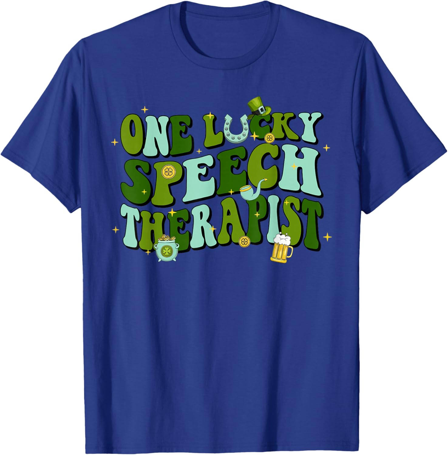 One Lucky Speech Therapist SLP St Patricks Day Irish T-Shirt - T-Shirt | Royal