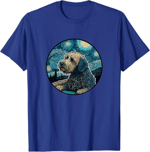 Whoodle Starry Night Painting Dog Mom Dad Women Girls Kids T-Shirt - T-Shirt | Royal