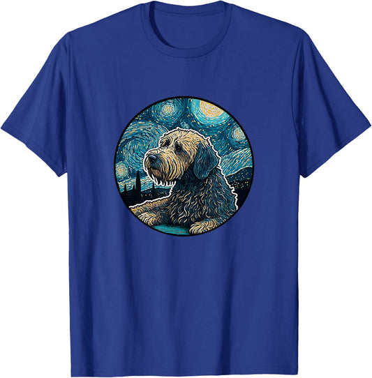 Whoodle Starry Night Painting Dog Mom Dad Women Girls Kids T-Shirt - T-Shirt | Royal