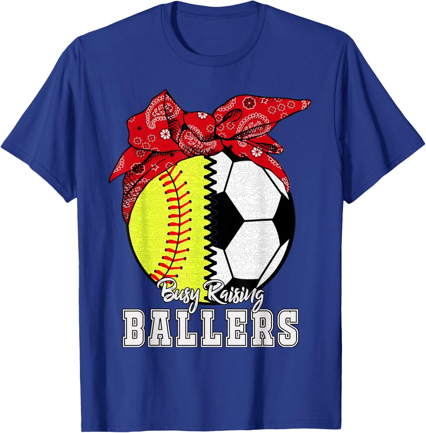 Busy Raising Ballers Softball Soccer - Softball Mom T-Shirt - T-Shirt | Royal