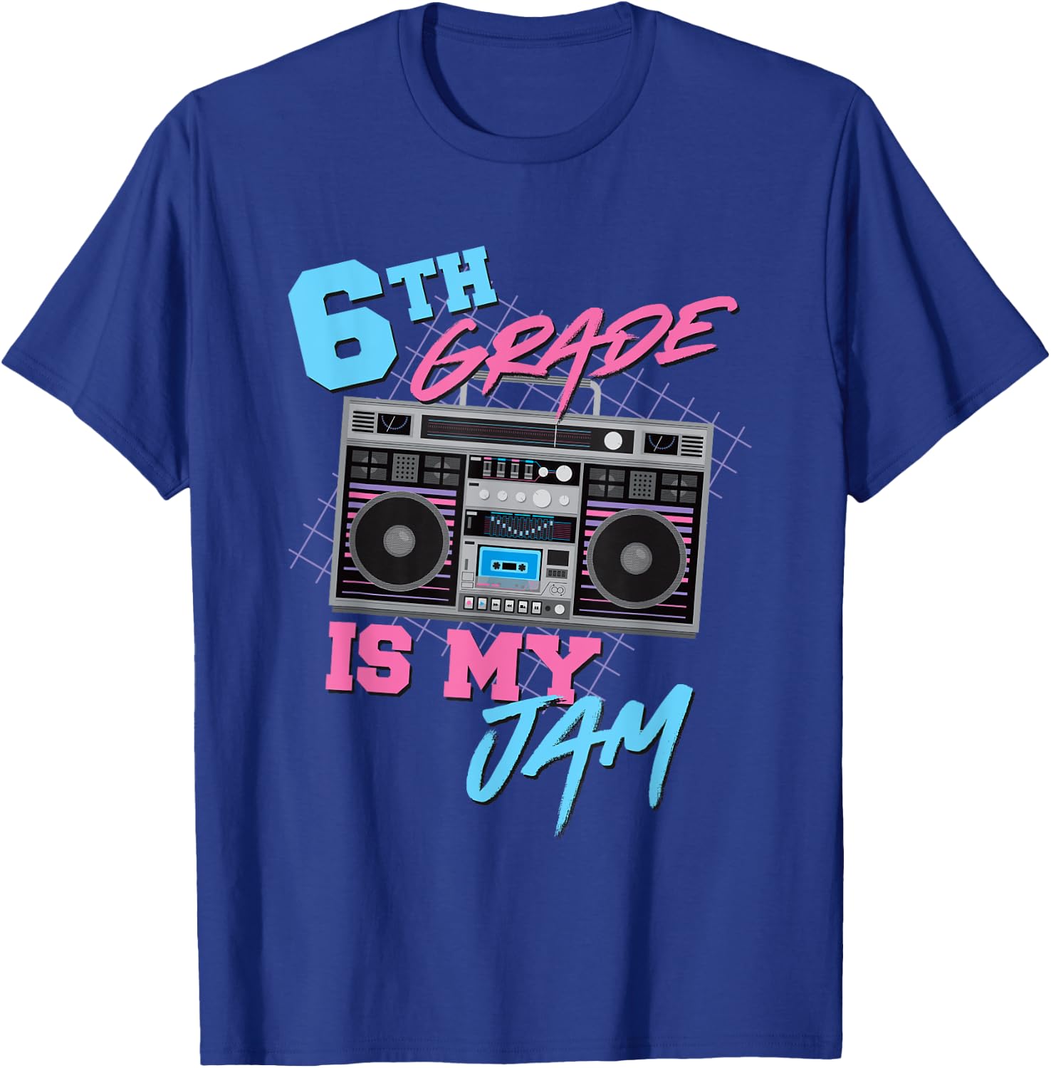 6th Grade Is My Jam - Vintage 80s Boombox Teacher Student T-Shirt - T-Shirt | Royal