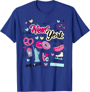 I Love New York New York City Illustration Graphic Designs T-Shirt - T-Shirt | Royal