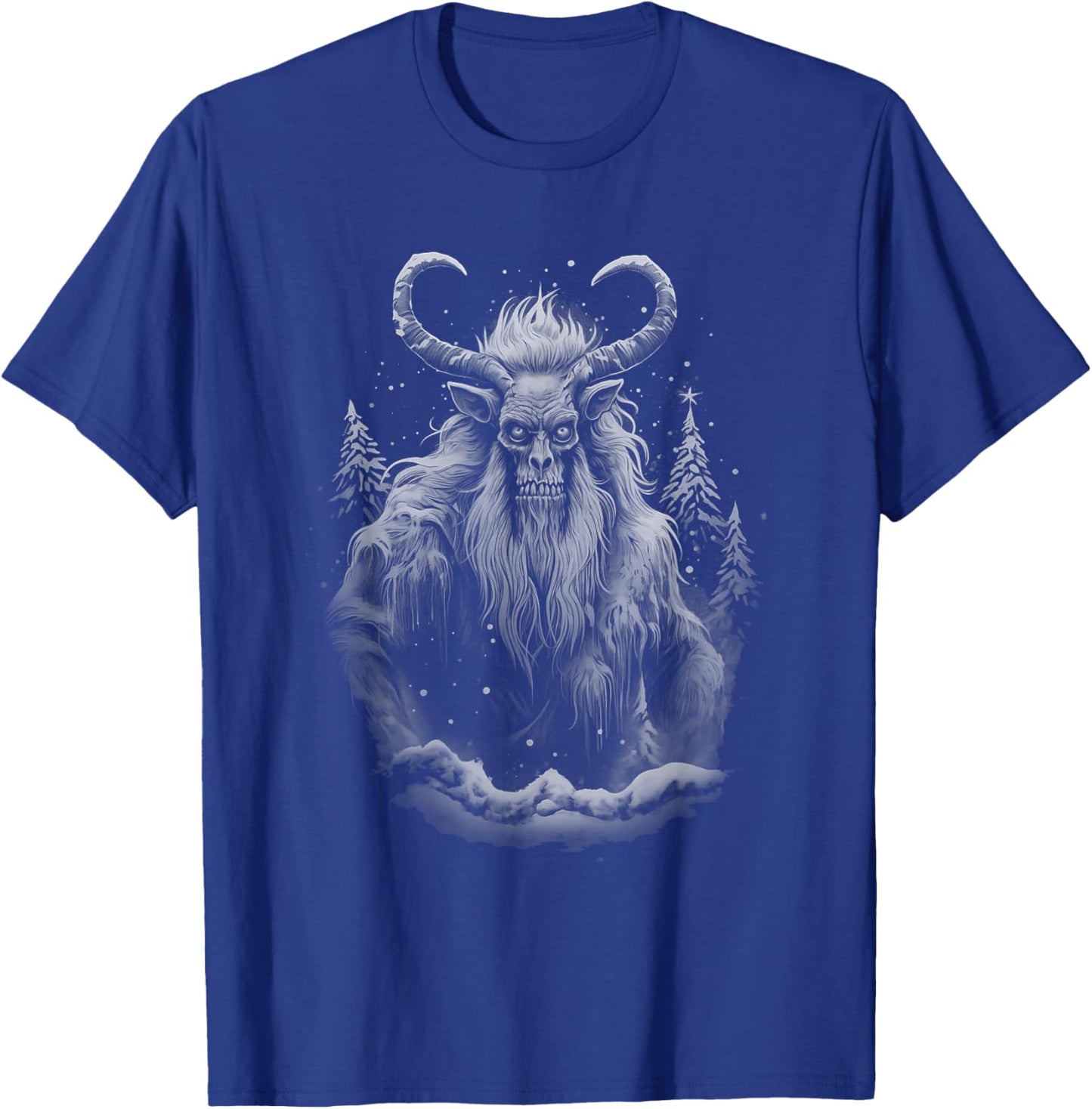 Vintage Krampus Creepy Christmas Black and White Graphic T-Shirt - T-Shirt | Royal