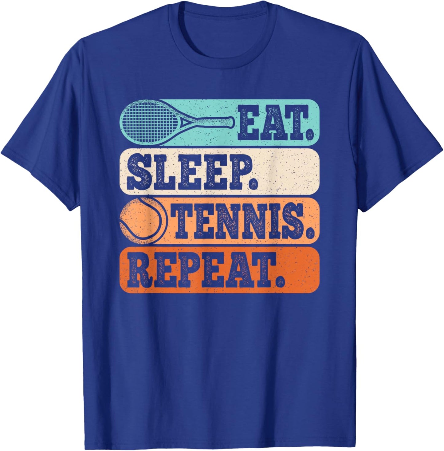 Eat Sleep Tennis Repeat Funny Retro Tennis Player Men Boys T-Shirt - T-Shirt | Royal
