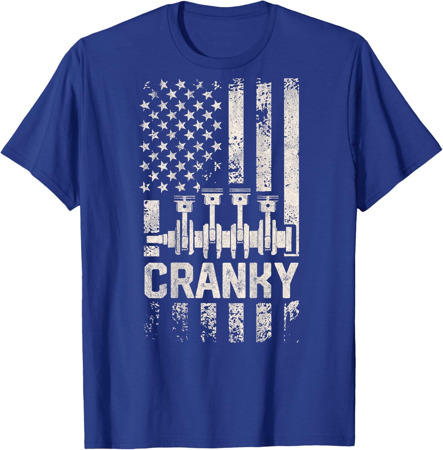 Cranky Car Engine Crankshaft Funny Mechanics for Fathers Day T-Shirt - T-Shirt | Royal
