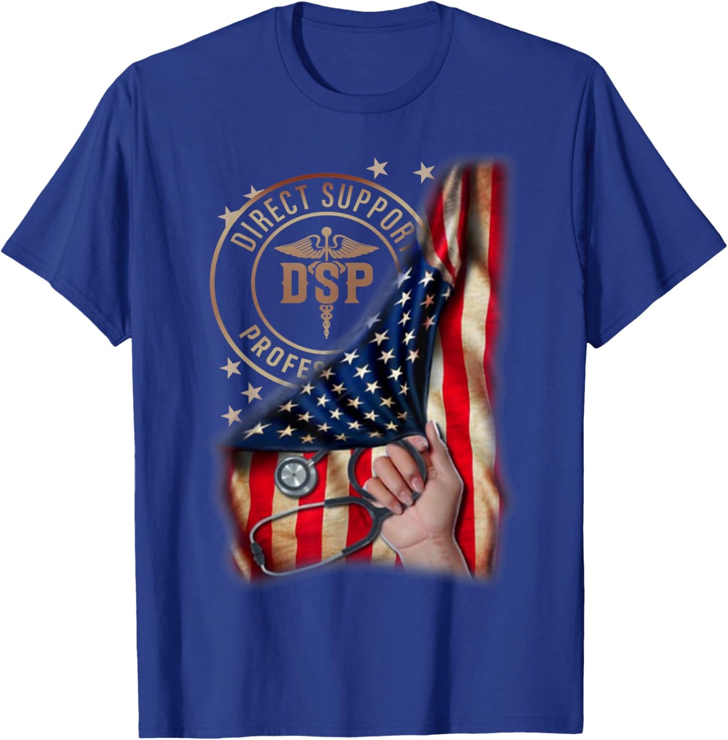 Funny Patriotic DSP USA Flag Nurses Week Gifts 4th of July Women Men T-Shirt - T-Shirt | Royal