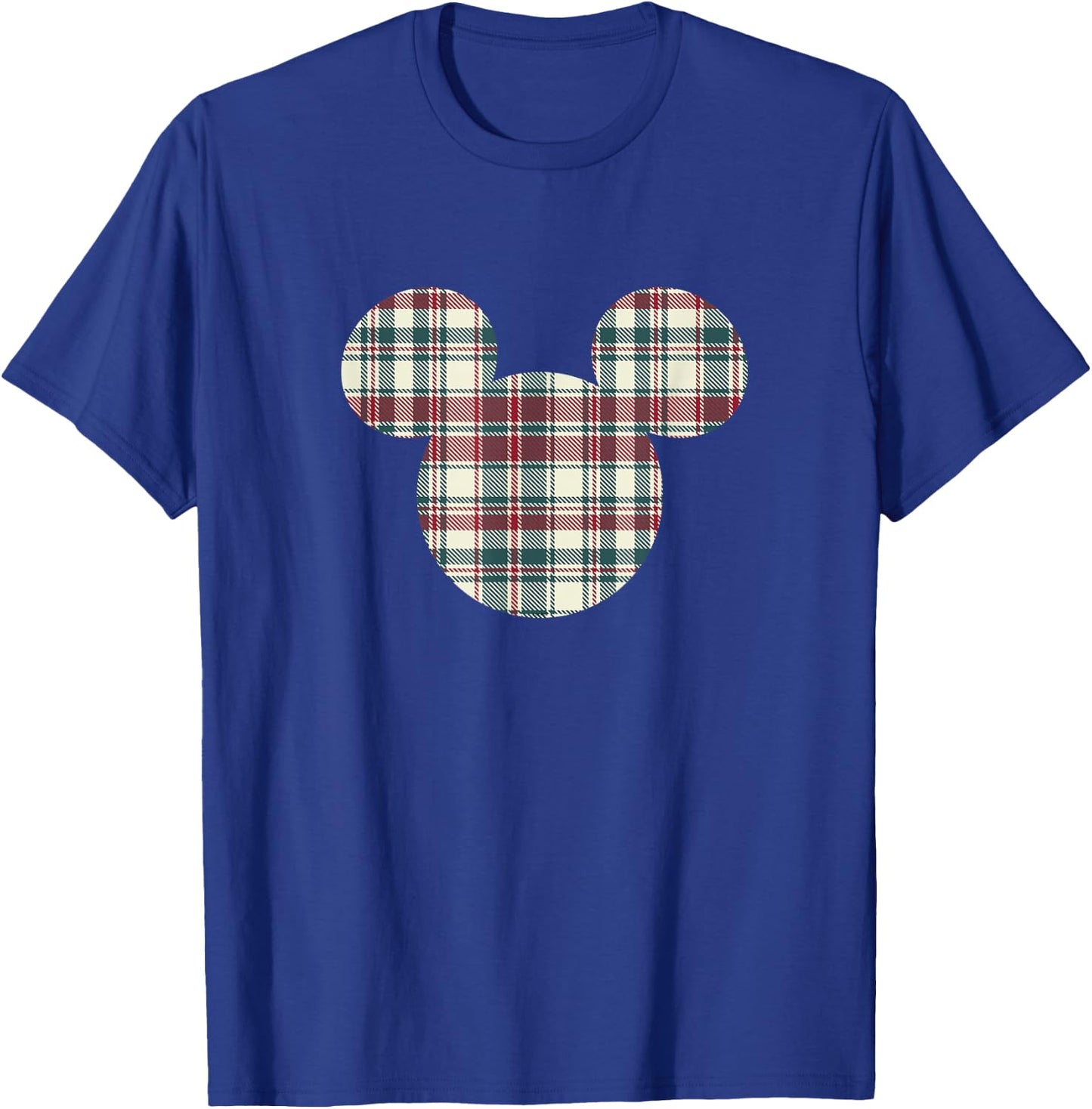 Disney Mickey Mouse Head Icon Christmas Holiday Plaid T-Shirt - T-Shirt | Royal