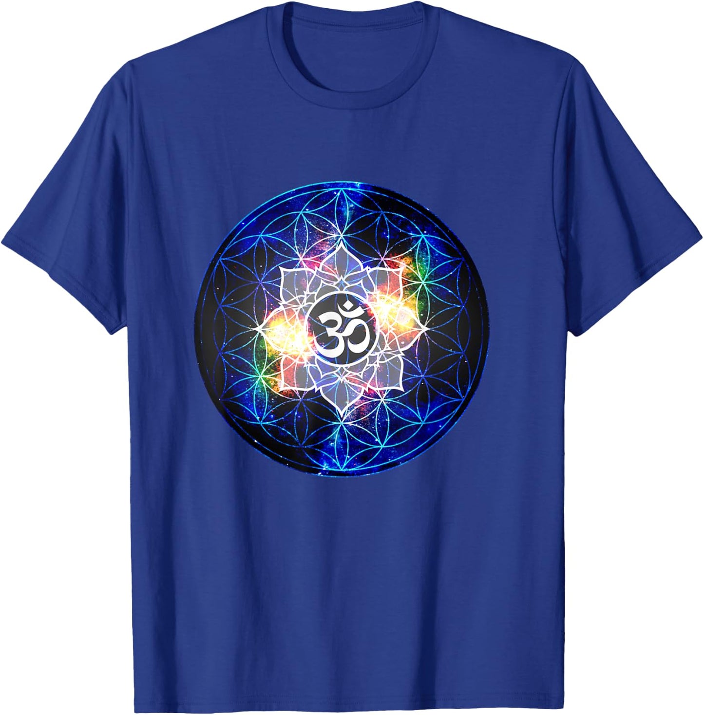 Power Om Flower of Life Sacred Geometry T-Shirt - T-Shirt | Royal
