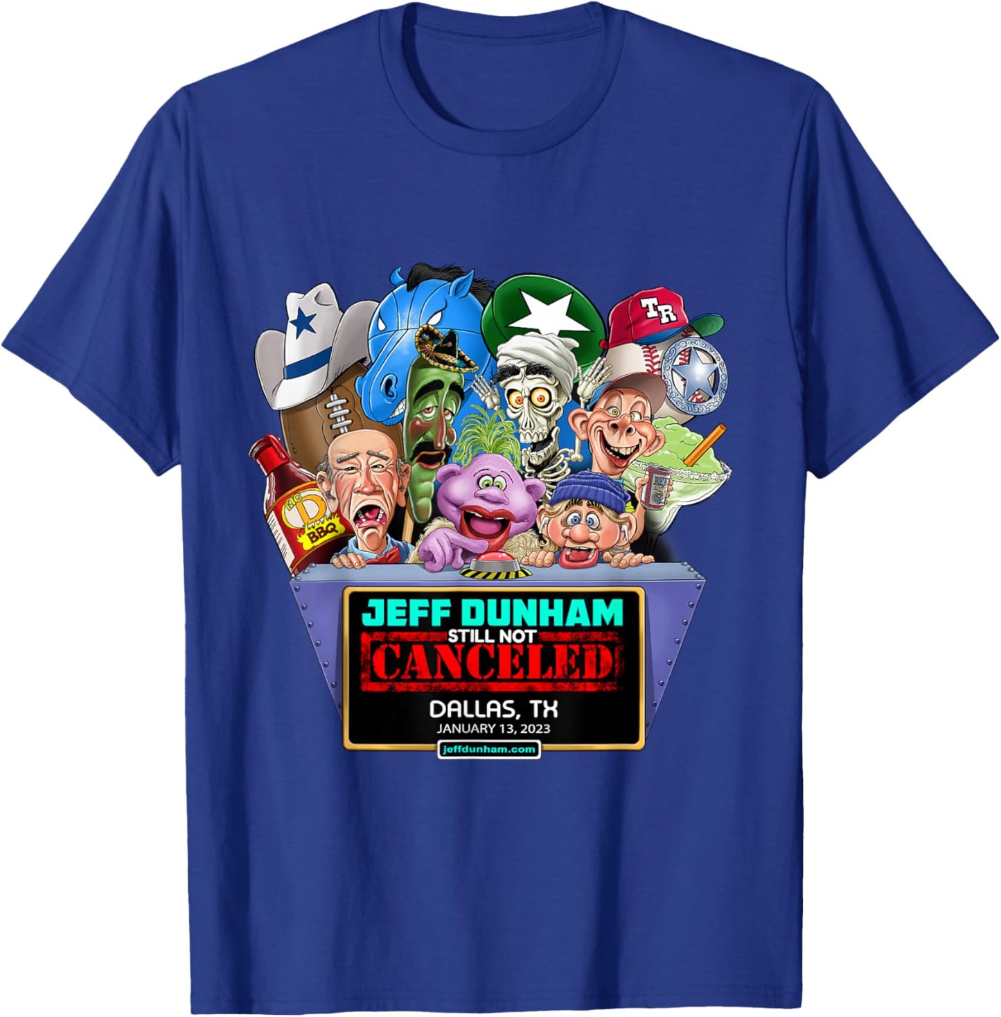 Jeff Dunham Black Cartoon , -Adults, Small, Short Sleeve, Classic Fit, Pull On, Limited Edition Design T-Shirt - T-Shirt | Royal
