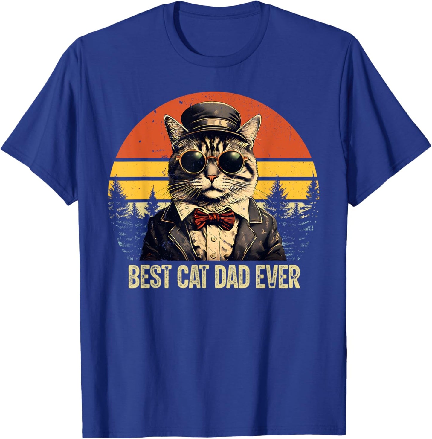 Vintage Best Cat Dad Ever Cat Daddy Father's Day T-Shirt - T-Shirt | Royal