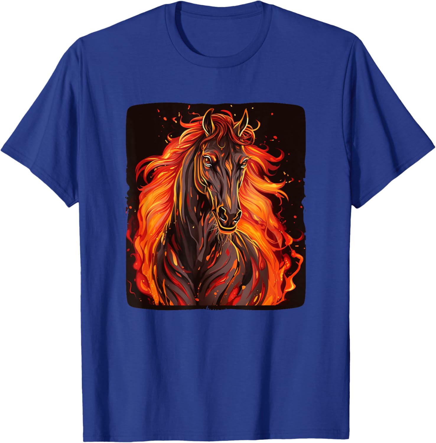 Cool horse with fire and flames for horses and animals fans T-Shirt - T-Shirt | Royal